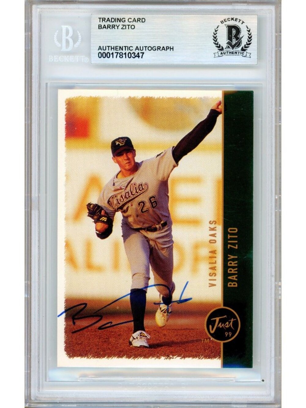 Barry Zito Signed 1999 Just Minors #250 Oakland Athletics Beckett BAS Slabbed